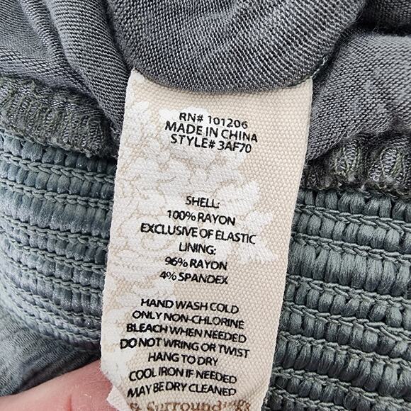 Soft Surroundings Pants Womens Size PL Pull On Gauze Green Wide Legs Coastal - Picture 11 of 11